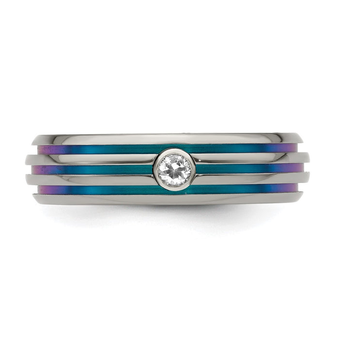 Exclusive 6mm Titanium Rainbow Anodized Band with White Sapphire | Stylish Value-4