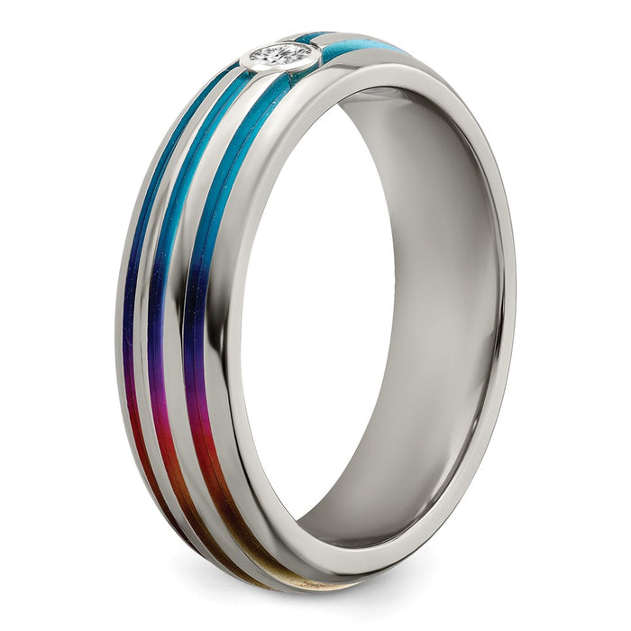 Buy Edward Mirell 6mm Titanium Rainbow Anodized Band with Sapphire - Stylish Value!-6
