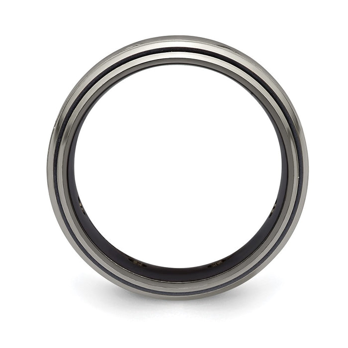 Buy Exclusive 9mm Black Titanium Band with White Sapphire & Sterling Silver-2