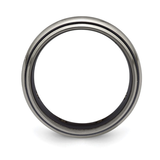 High-Quality Edward Mirell Black Titanium & White Sapphire Ring - 9mm Band, Stylish Design