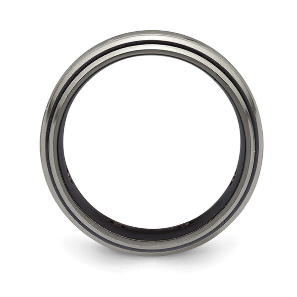 Edward Mirell Black Titanium Band with White Sapphire - 9mm Width