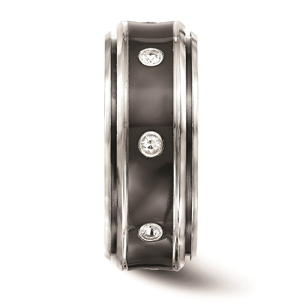 Buy Edward Mirell 9mm Black Titanium Band with White Sapphire - Luxury Style