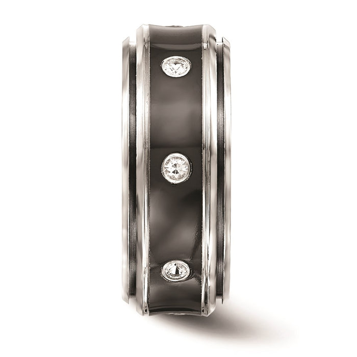 Buy Edward Mirell 9mm Black Titanium Band with White Sapphire - Luxury Style-3