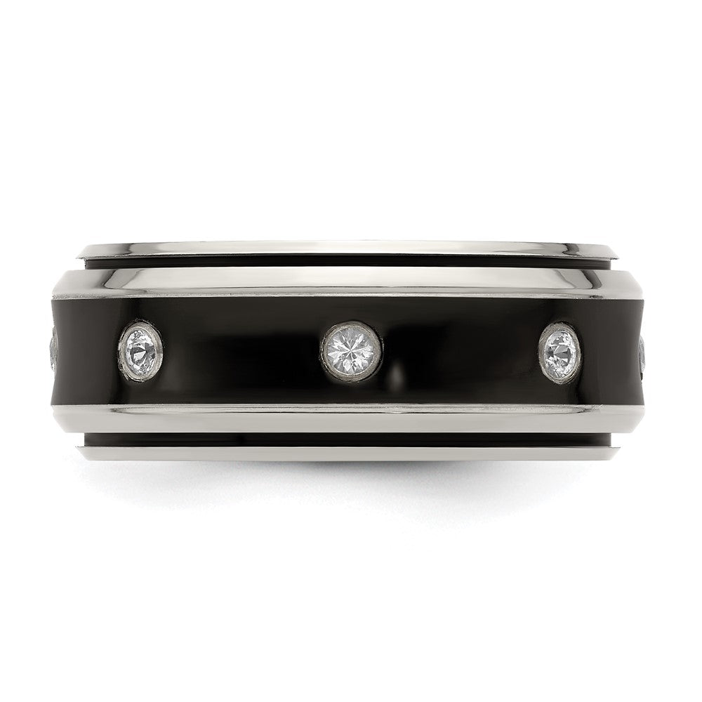 Buy Edward Mirell 9mm Black Titanium Band with White Sapphire - Luxury Style