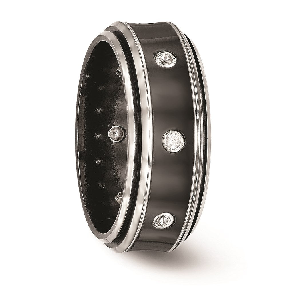 Buy Edward Mirell 9mm Black Titanium Band with White Sapphire - Luxury Style