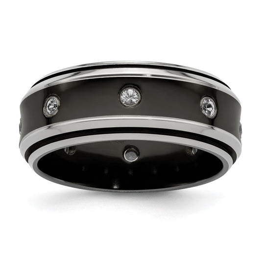 Buy Exclusive 9mm Edward Mirell Black Titanium Band with White Sapphire - Stylish Value!