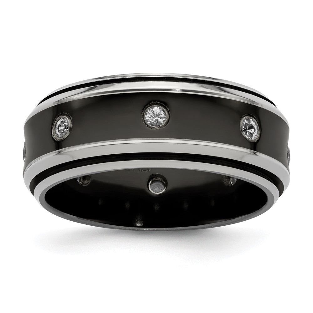 Buy Edward Mirell 9mm Black Titanium Band with White Sapphire - Luxury Style