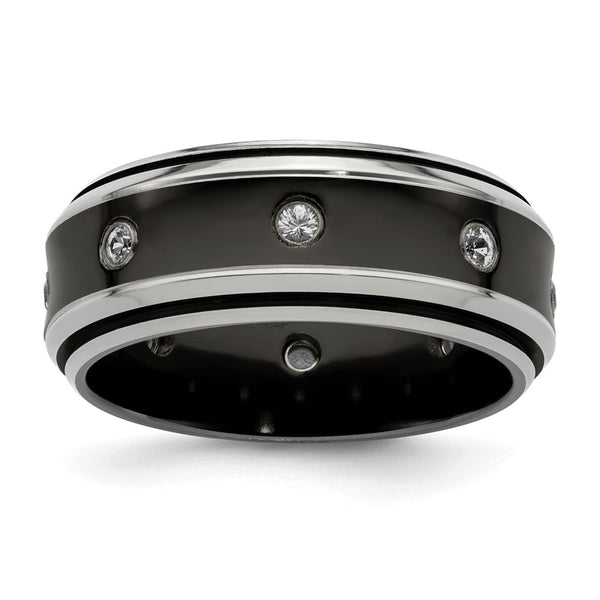 Edward Mirell Black Titanium Band with White Sapphire - 9mm Width