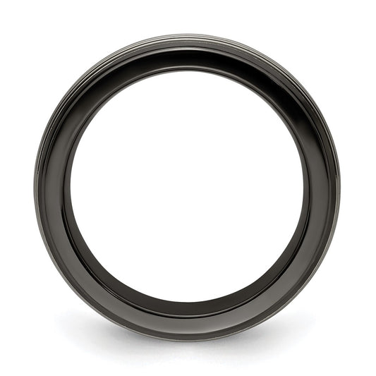 Buy Edward Mirell 9mm Polished Black Titanium Grooved Wedding Band - Stylish Value