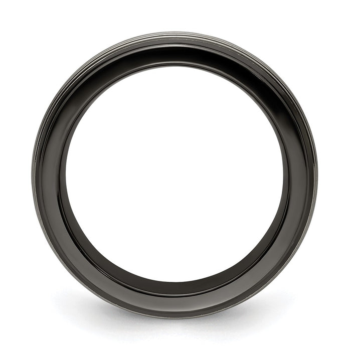 Buy Edward Mirell 9mm Polished Black Titanium Grooved Wedding Band - Stylish Value-2