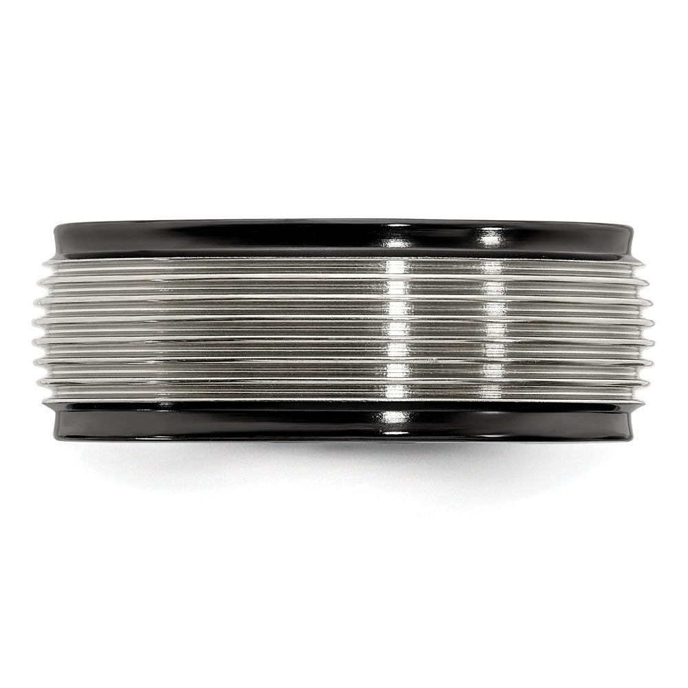 Buy Edward Mirell 9mm Polished Black Titanium Grooved Wedding Band - Stylish Value