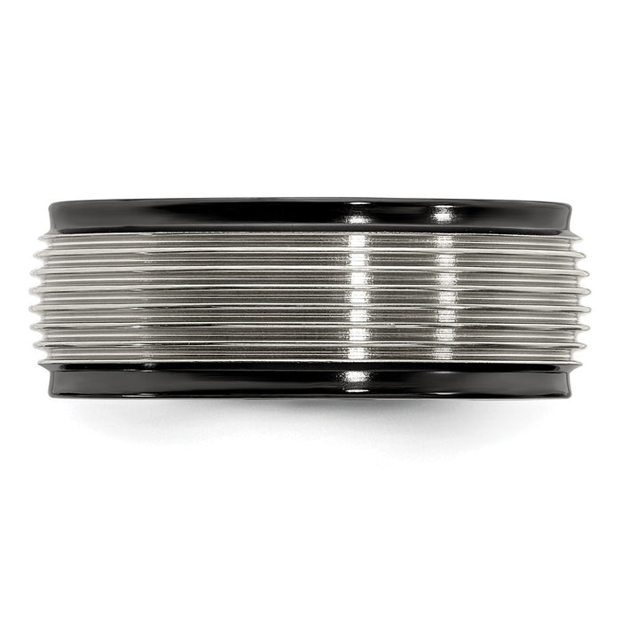 Buy Edward Mirell 9mm Polished Black Titanium Grooved Wedding Band - Stylish Value-3