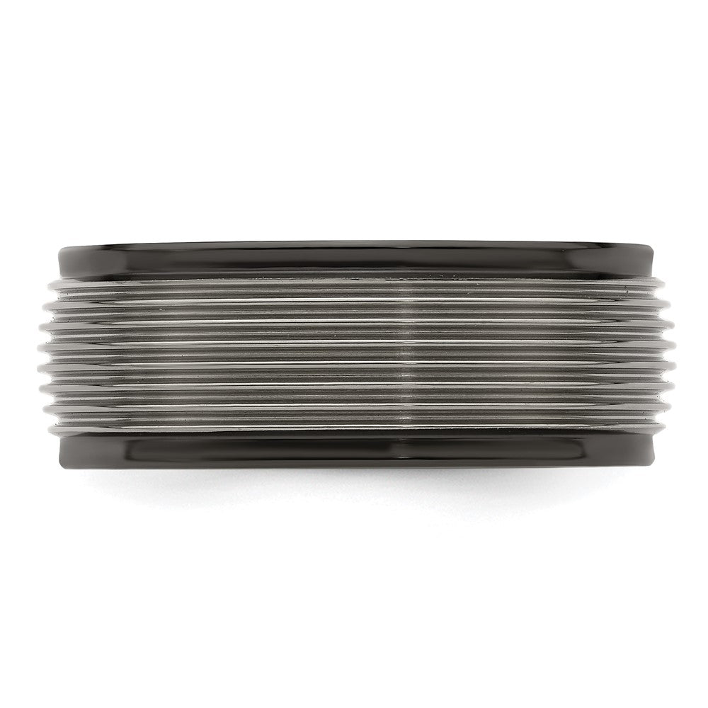 Buy Edward Mirell 9mm Polished Black Titanium Grooved Wedding Band - Stylish Value
