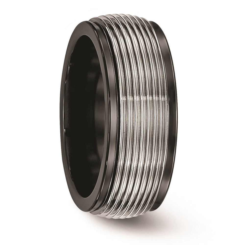 Buy Edward Mirell 9mm Polished Black Titanium Grooved Wedding Band - Stylish Value