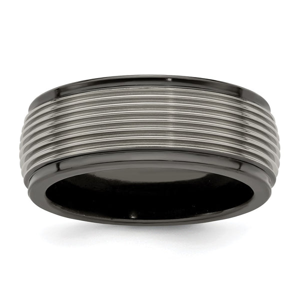 Edward Mirell 9mm Grooved Black Titanium Band