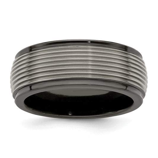 Exclusive 9mm Black Titanium Step Edge Band | Stylish & Affordable Jewelry