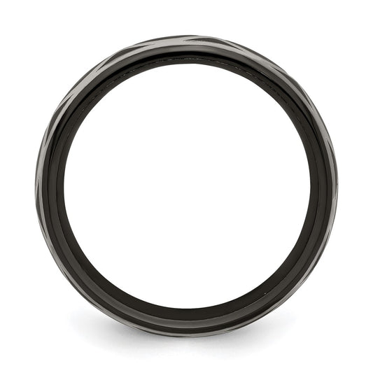 Buy Stylish 6mm Domed Infinity Band in Black Titanium & Argentium Silver