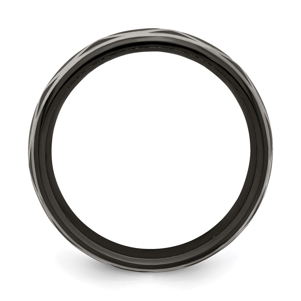 Buy Stylish Edward Mirell 6mm Domed Infinity Band in Black Titanium & Silver