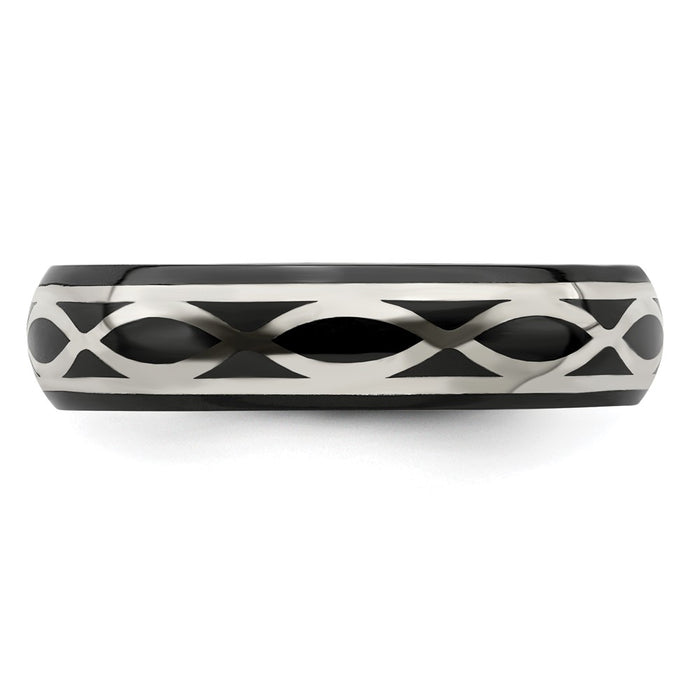 Buy Exclusive 6mm Domed Infinity Band in Black Titanium & Argentium Silver-3