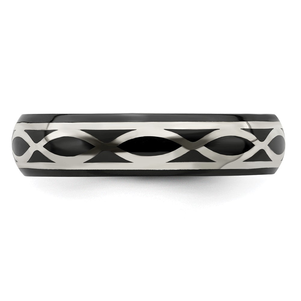 Buy Stylish Edward Mirell 6mm Domed Infinity Band in Black Titanium & Silver