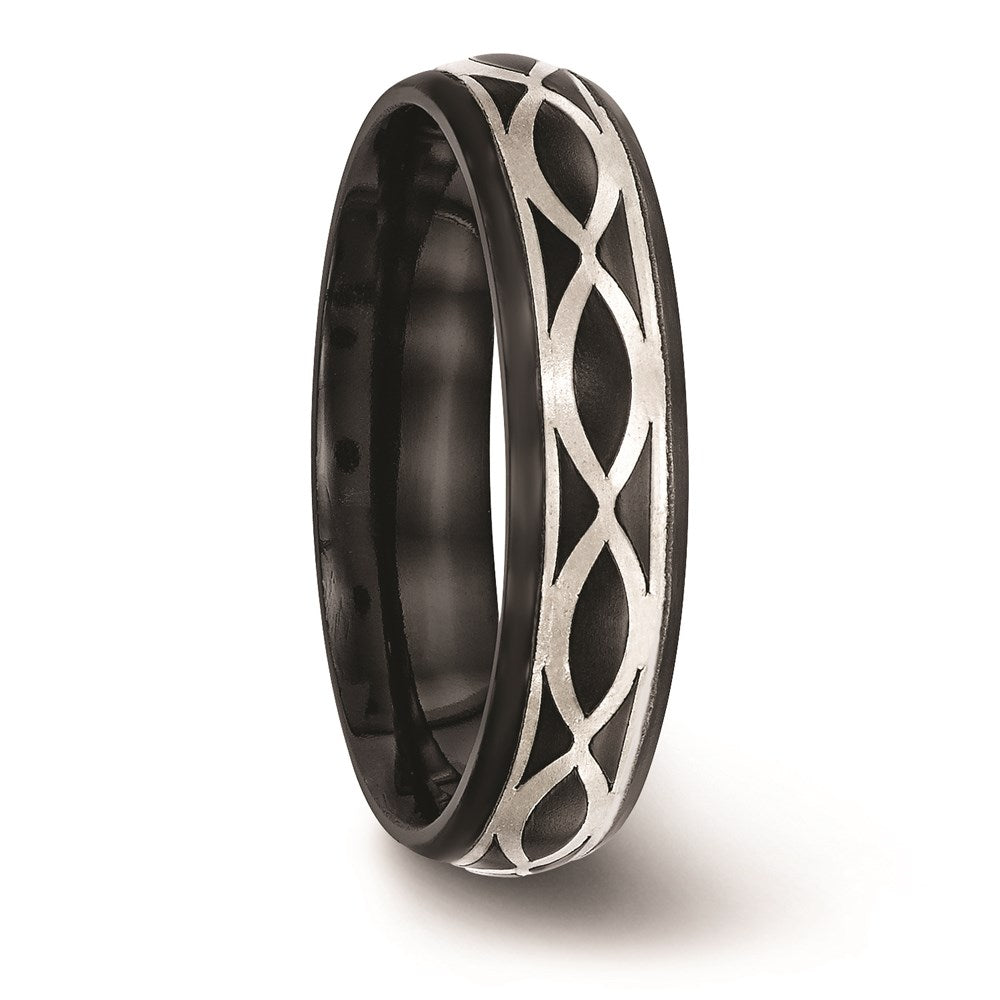Buy Exclusive 6mm Black Titanium & Argentium Silver Infinity Ring - Stylish Design