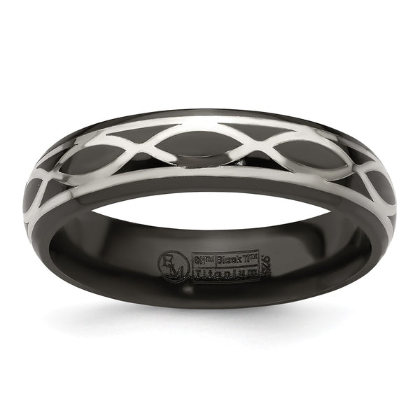 6mm Black Titanium & Argentium Silver Infinity Ring