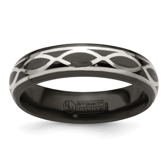Exclusive 6mm Black Titanium & Argentium Silver Infinity Ring - Stylish Value!