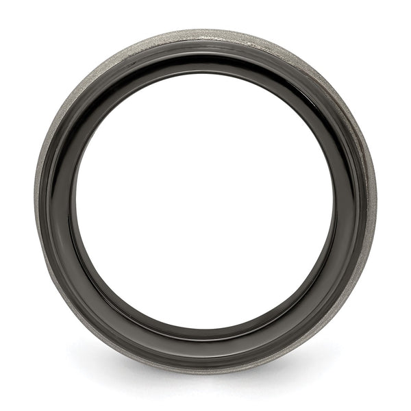 Edward Mirell 10mm Black Titanium Band - Silver Inlay