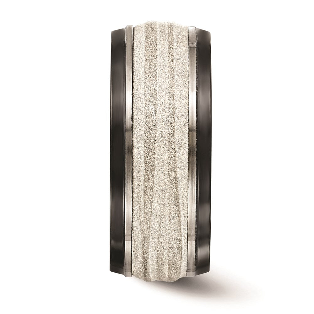 Buy Stylish Edward Mirell 10mm Black Titanium Band with Silver Inlay - Luxury Design