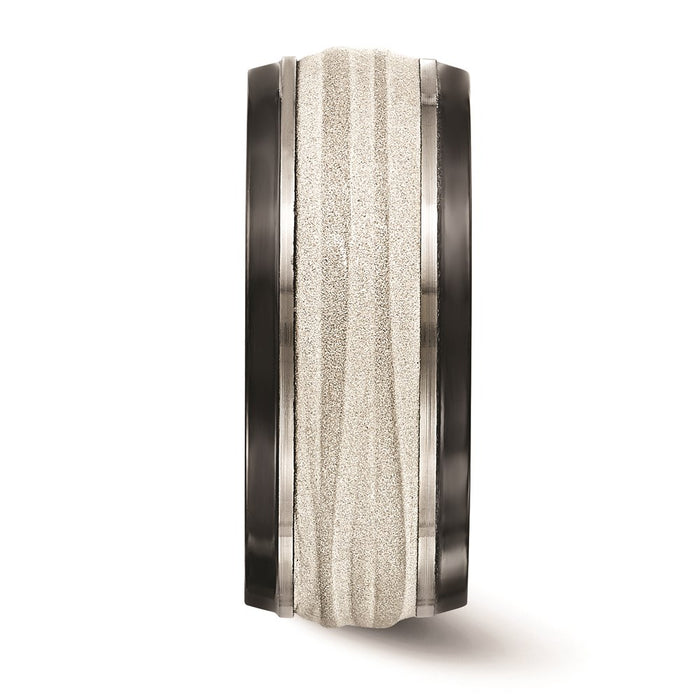 Buy Stylish Edward Mirell 10mm Black Titanium Band with Silver Inlay - Luxury Design-3