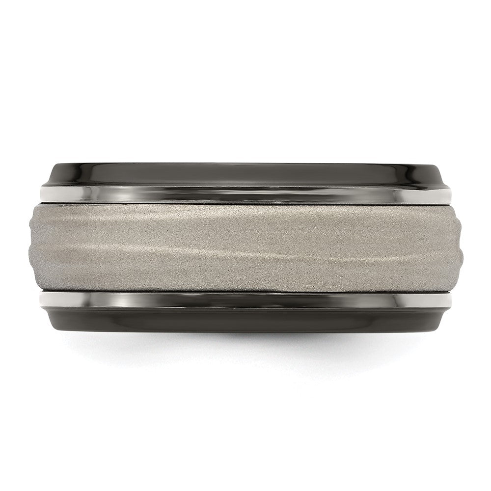 Buy Stylish 10mm Edward Mirell Black Titanium & Sterling Silver Wave Band