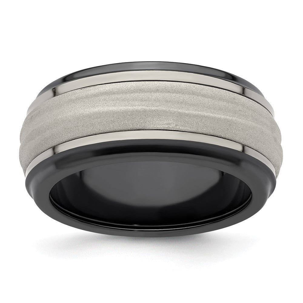 Buy Stylish Edward Mirell 10mm Black Titanium Band & Argentium Silver Inlay