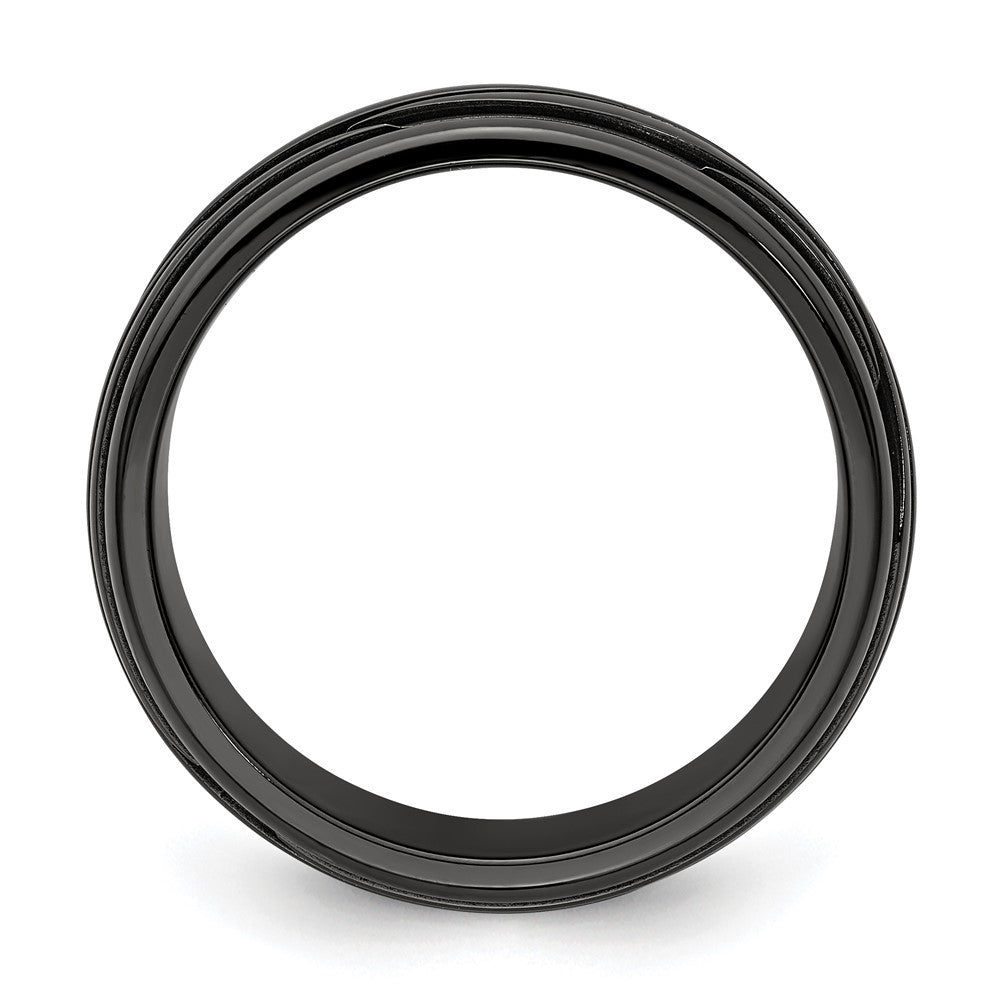 Buy Stylish Edward Mirell 10mm Grooved Waves Band in Polished Black Titanium
