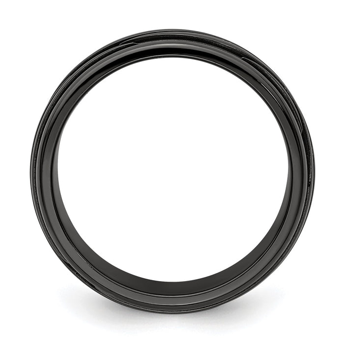 Buy Stylish Edward Mirell 10mm Grooved Waves Band in Polished Black Titanium-2
