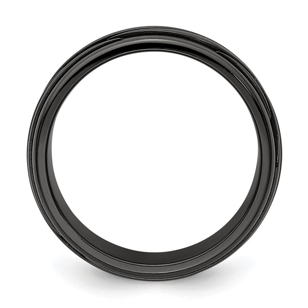 Edward Mirell 10mm Black Titanium Grooved Waves Band