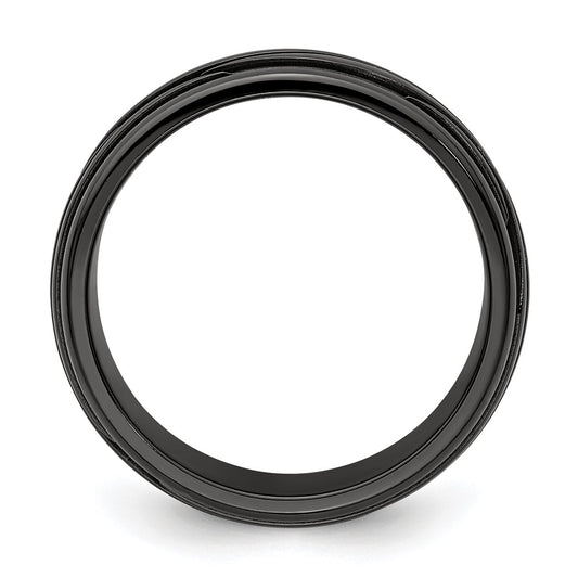 Exclusive 10mm Black Titanium Grooved Wave Band - Stylish & Affordable Price