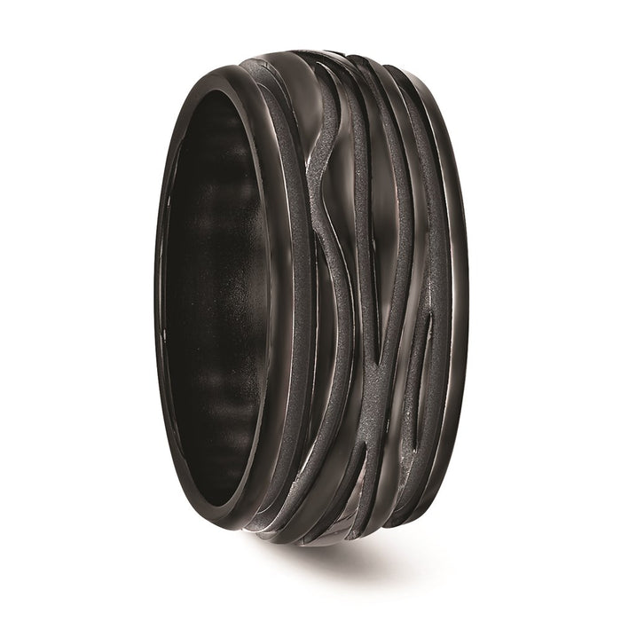 Buy Exclusive Edward Mirell 10mm Polished Black Titanium Wave Band - Stylish!-5