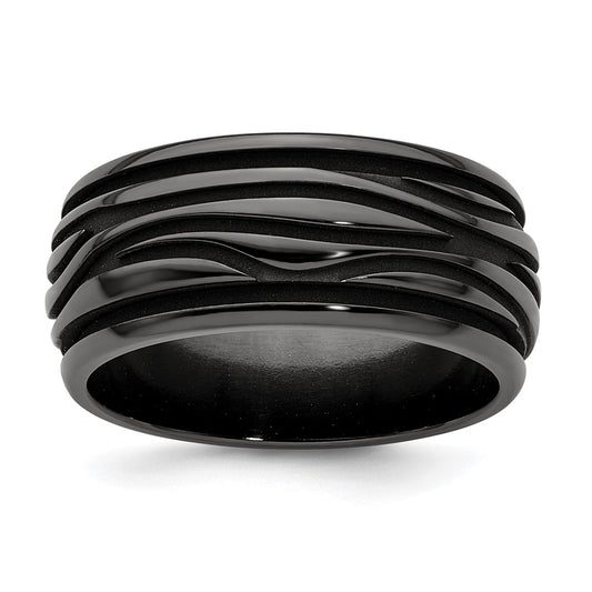 Buy Exclusive Edward Mirell 10mm Polished Black Titanium Wave Band - Stylish!