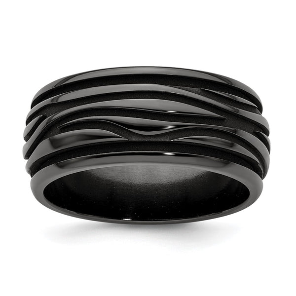 Edward Mirell 10mm Black Titanium Grooved Waves Band