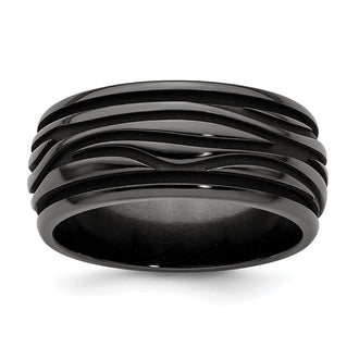 High-Quality Edward Mirell 10mm Black Titanium Grooved Waves Band - Stylish!