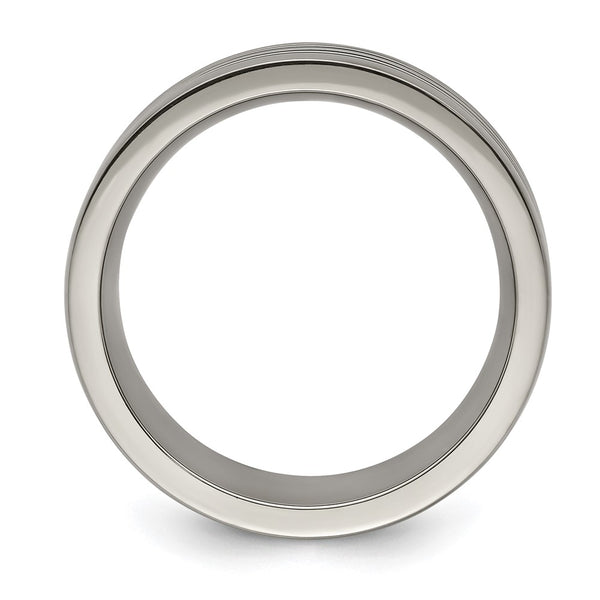 10mm Flat Titanium Band with Blue Grooves