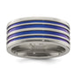 Exclusive Edward Mirell 10mm Flat Titanium Band with Stylish Blue Grooves-5