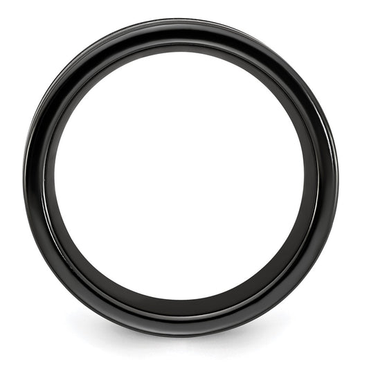 Buy Edward Mirell 8.5mm Black Titanium Band with Stylish Blue Grooves