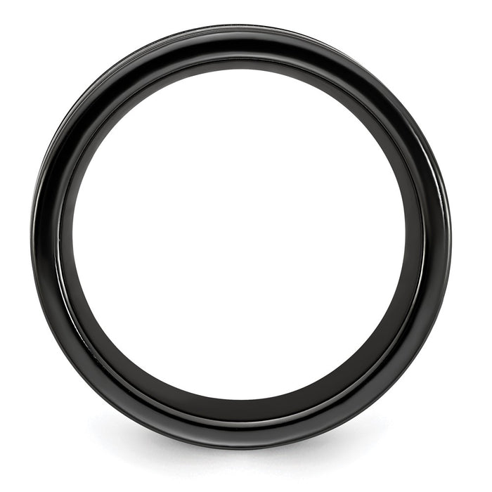 Exclusive Edward Mirell 8.5mm Black Titanium Band - Stylish Blue Grooves-2