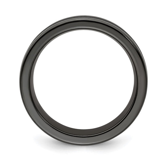 High-Quality Edward Mirell 10mm Black Titanium Band with Stylish Blue Grooves