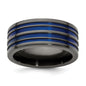 High-Quality Edward Mirell 10mm Black Titanium Band with Stylish Blue Grooves-5