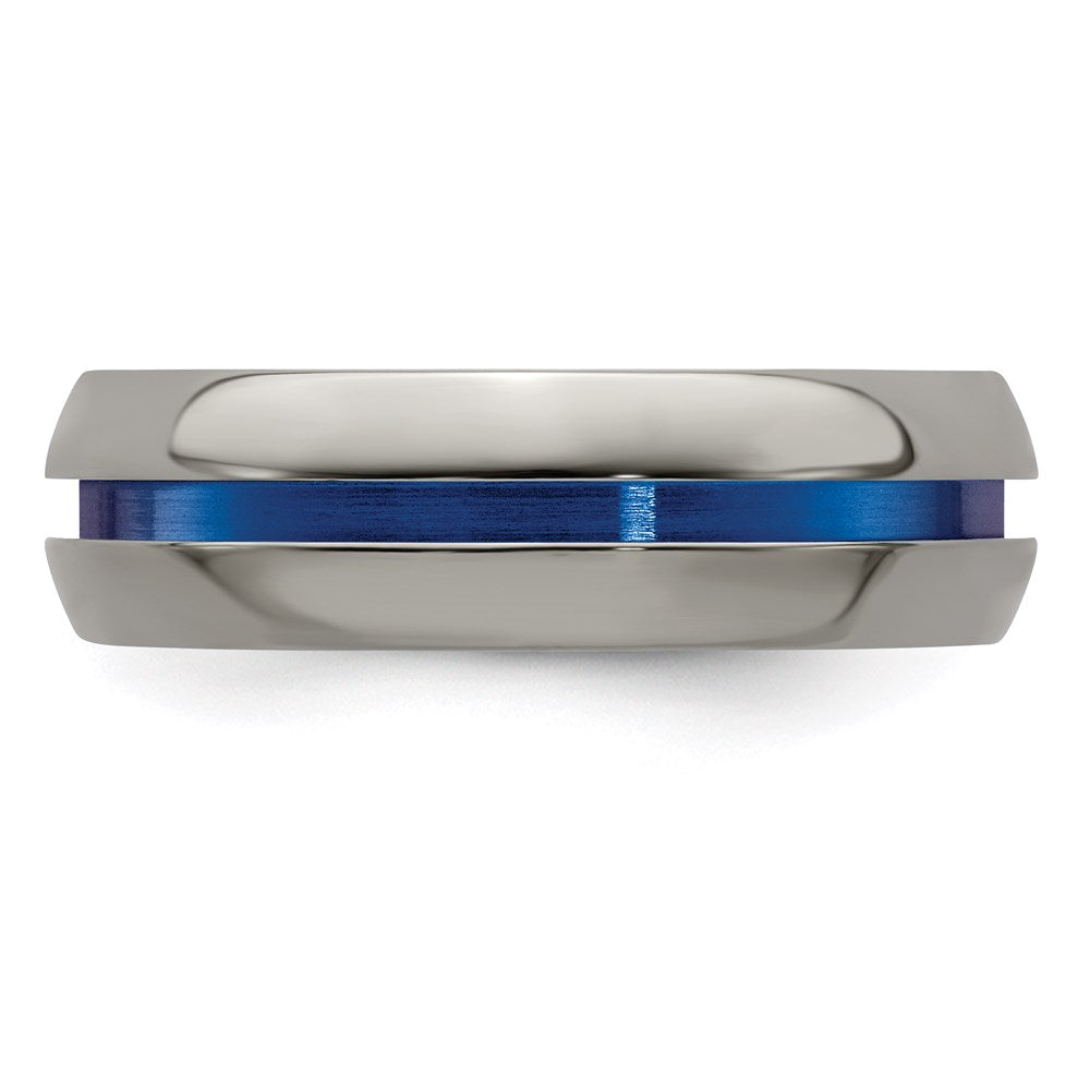 Buy High-Quality Edward Mirell 7mm Titanium Band with Stylish Blue Stripe