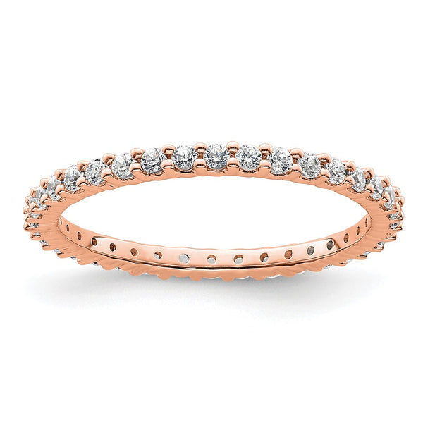 14K Rose Gold 1/2 Carat Diamond Eternity Band - Size 6 Ring