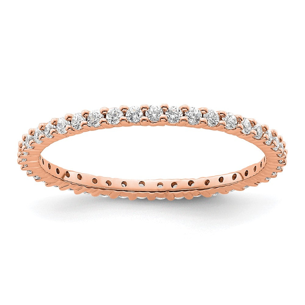 High-Quality 14K Rose Gold 1/2 Carat Diamond Eternity Band, Stylish Size 8