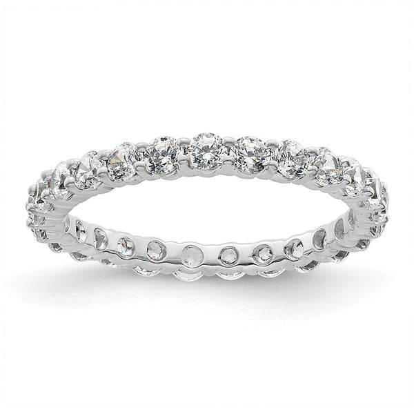 14K White Gold Polished 1 Carat Diamond Eternity Band, Size 4.5